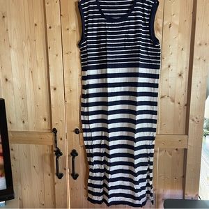 Ann Taylor LOFT Sleeveless Blue & White Stripe Dress size extra large